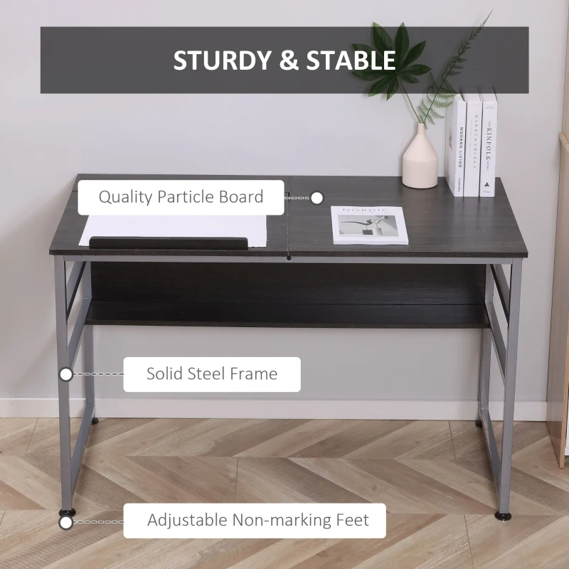 HOMCOM Drafting Table, Adjustable Drawing Desk, Multifunctional Writing Desk with 15-Level Tiltable Tabletop and Storage Shelf for Home Office, Black
