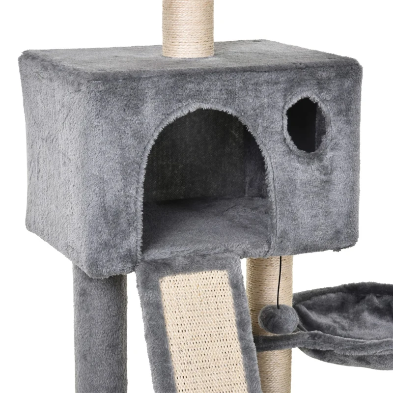 PawHut Cat Tree Tower with Sisal-Covered Scratching Posts and Ladders for Climbing and Playing