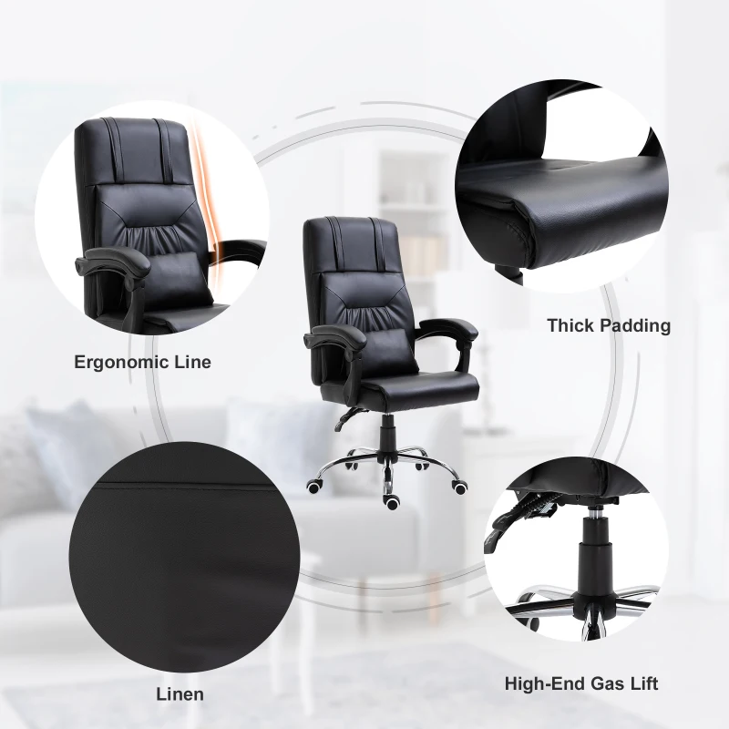 Vinsetto Executive Head Massage Office Chair 360° Swivel Adjustable Height Black