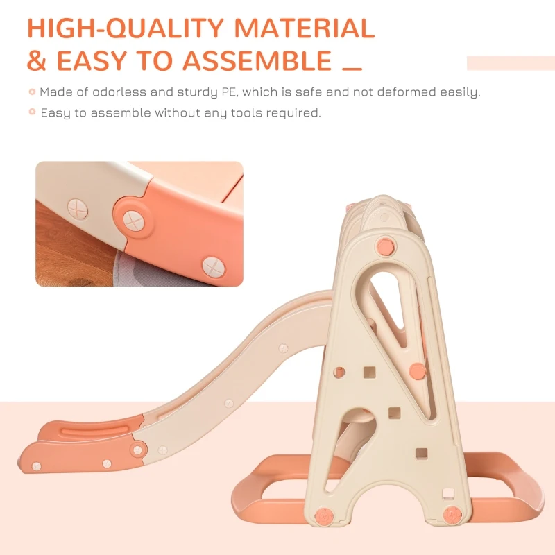 Qaba 4-in-1 Kids Slide and Swing Set w/ Basketball Hoop, Height Adjustable Water-fillable Toddler Climbing Playset, Playground Activity Center Exercise Toy