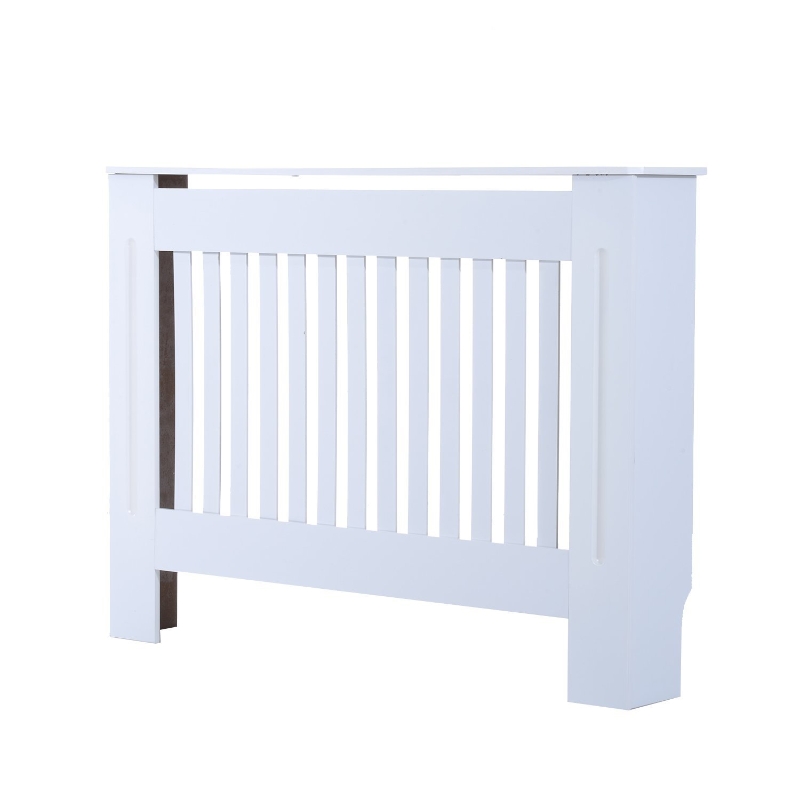 HOMCOM 44" Radiator Cover Painted Slatted MDF Cabinet Lined Grill White