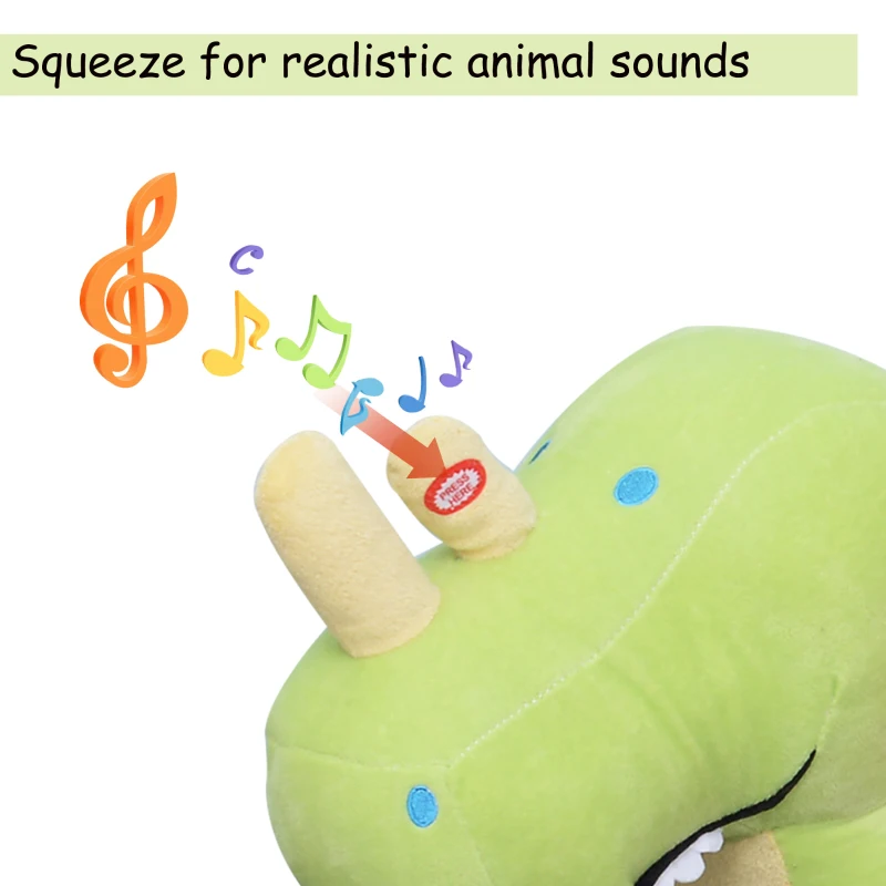 Qaba Kids Plush Rocking Horse Child Plush Ride On Toy Dinosaur Rocker with Realistic Sounds Green