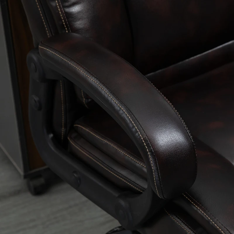 Vinsetto Big and Tall 400lbs Executive Office Chair with Wide Seat, Computer Desk Chair with High Back PU Leather Ergonomic Upholstery, Adjustable Height and Swivel Wheels, Brown