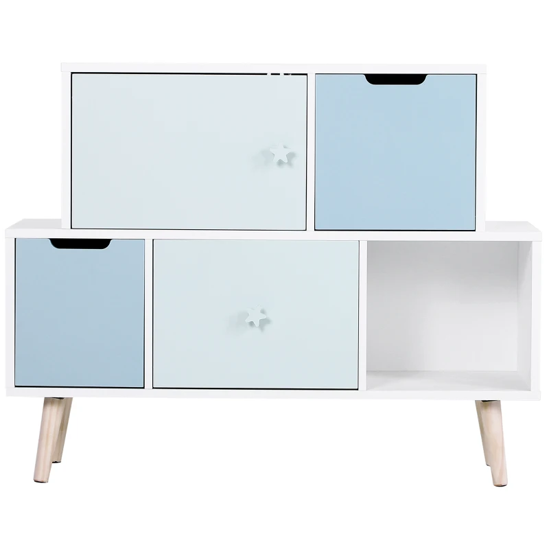HOMCOM Kids Cabinet Bedroom Storage Organization Unit Bedroom Blue