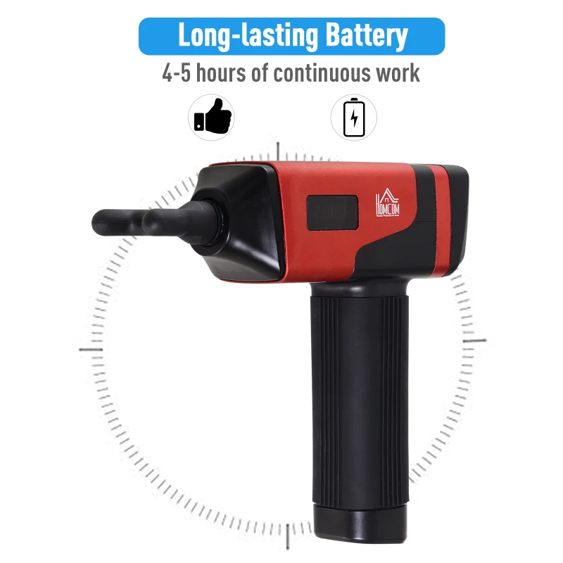 HOMCOM Handheld Massaging Gun Deep Tissue Muscle Massager  Super Quiet (20 Speed and 6 Heads)  with Travel Case