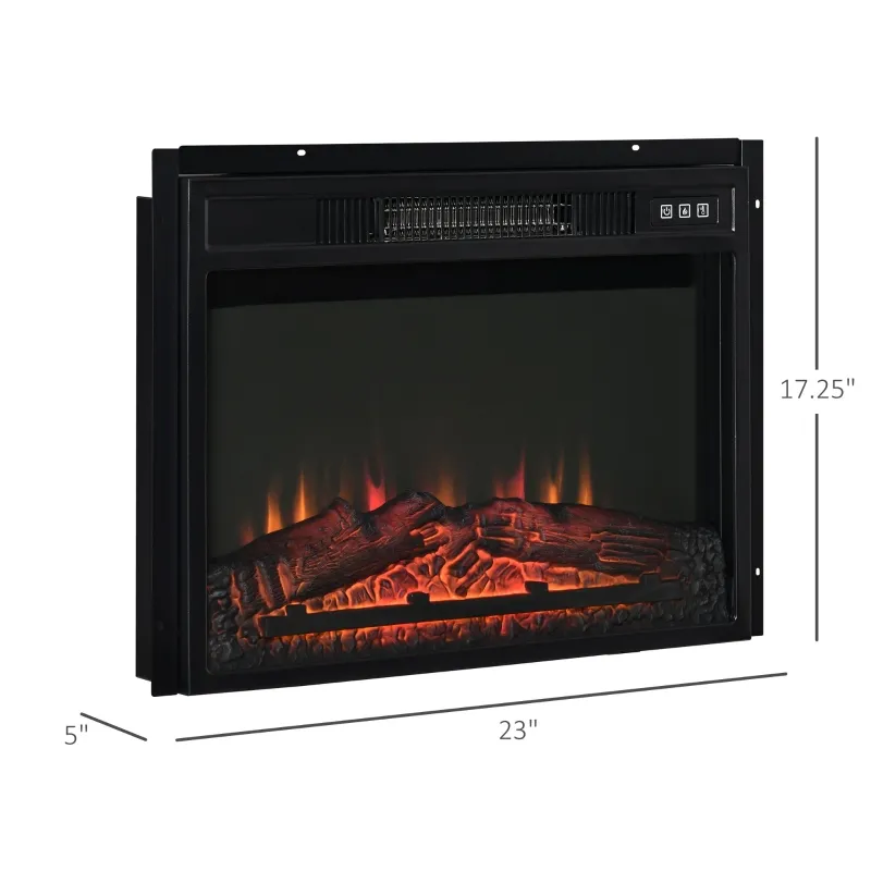 HOMCOM Recessed Electric Fireplace, 23" Insert Heater with Remote Control, 1400W, Cozy Indoor Heating Solution