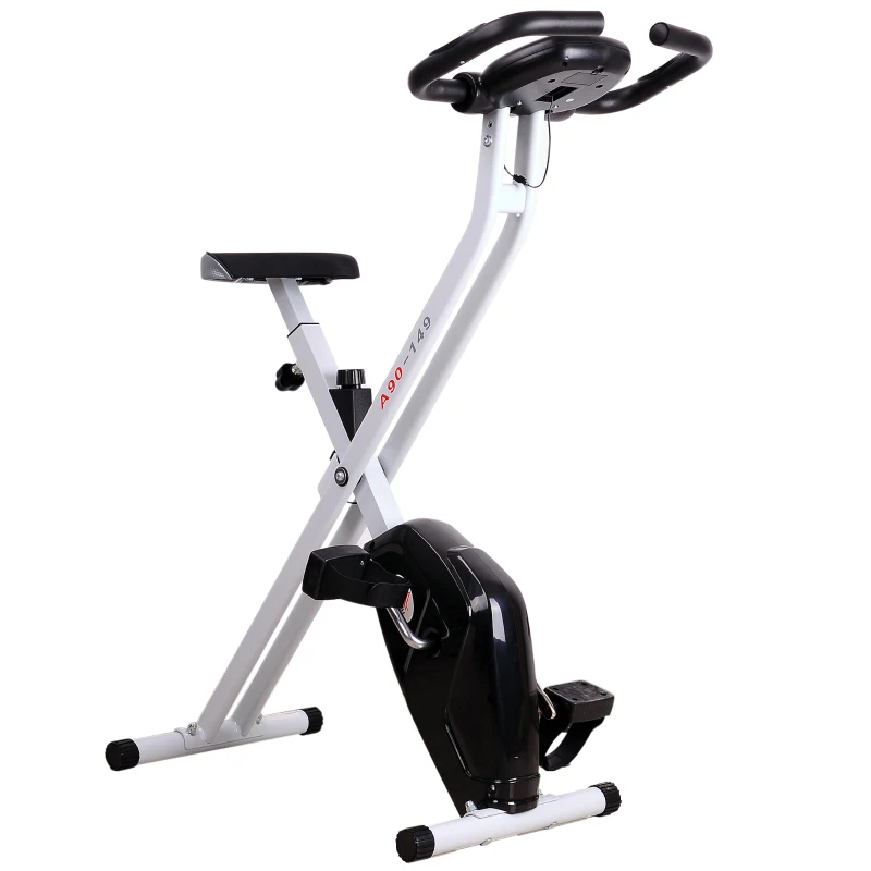 Soozier Folding Exercise Bike LCD Monitor Home Gym Exercise Adjustable Tension Padded Seat Heart Rate Monitor Pulse Sensor