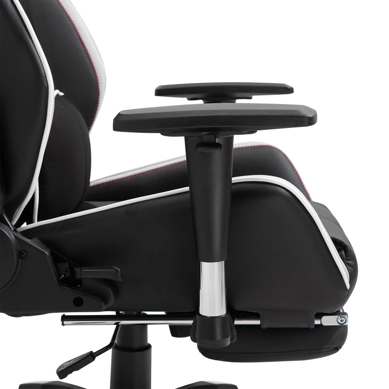 Vinsetto Executive Racing Chair Adjustable Padded Seat with Wheels Black/ White