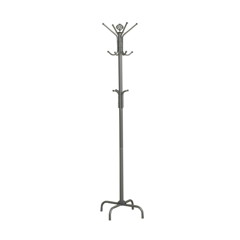 Monarch 70" 12-Hook Metal Coat Tree Hanger Rack - Silver Finish
