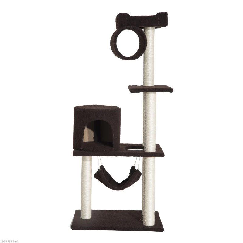 PawHut 55" Scratching Cat Tree Kitty Furniture House Condo Post Pet Supply Deep-Brown