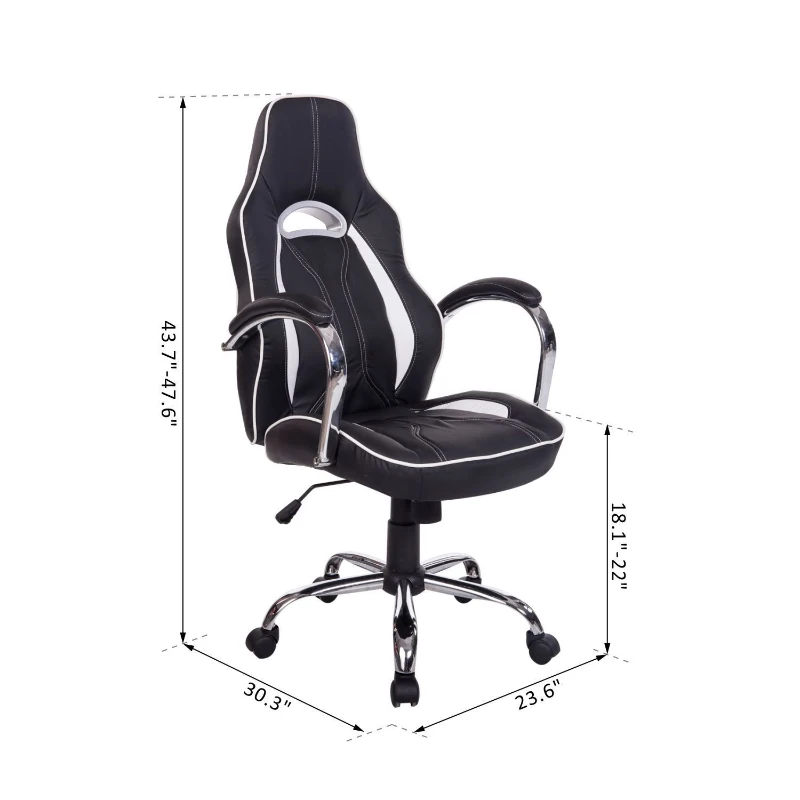HOMCOM High Back Executive Racing Office Chair PU Leather Swivel Computer Desk Seat Black and White"