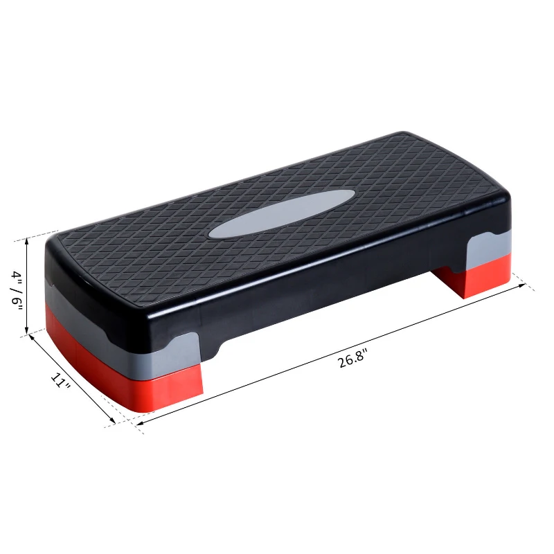 Soozier 27" Aerobic Stepper Adjustable Workout Platform Fitness Step with Riser Training Exercise Home Gym 4” to 6”