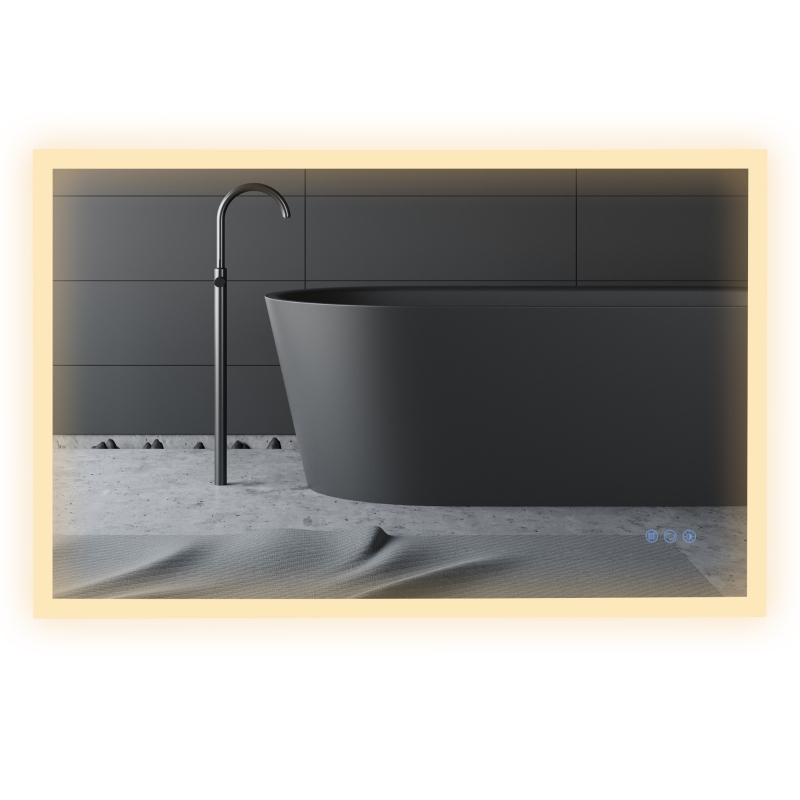 kleankin 24"x38" LED Bathroom Horizontal/Vertical Mirror with Defogging Function, and 3 Color White Temperatures