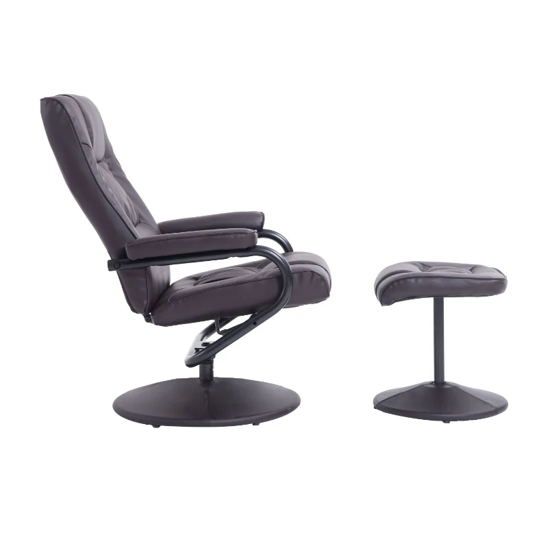 HomCom Ergonomic Faux Leather Lounge Armchair Recliner And Ottoman Set - Dark Brown