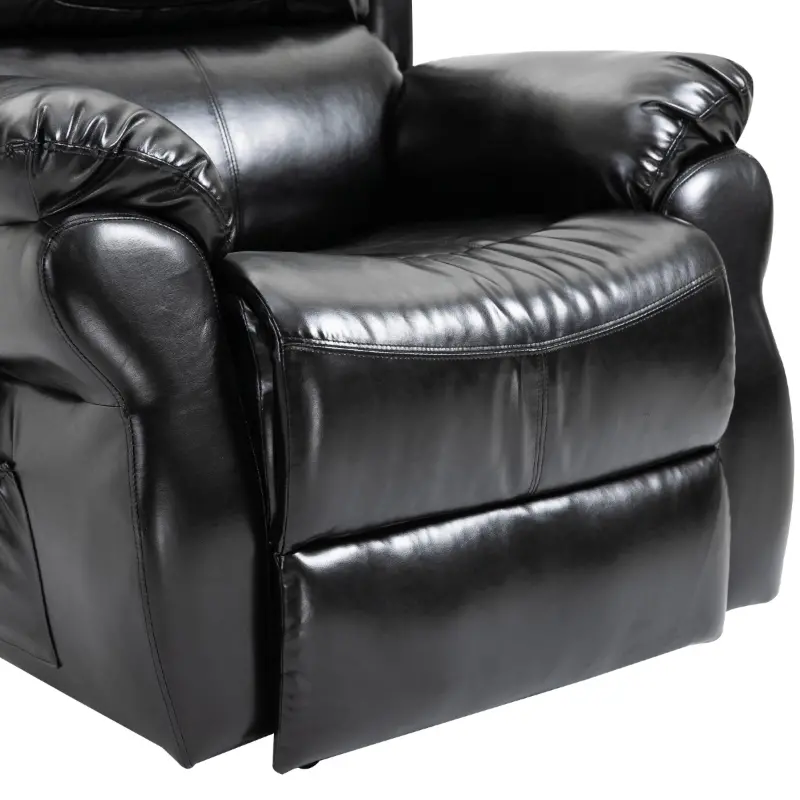HOMCOM Vibration Massage Recliner Chair for Living Room with Heat,   Single Sofa, PU Leather Power Reclining Chair, Home Theater Seating with Footrest, Black