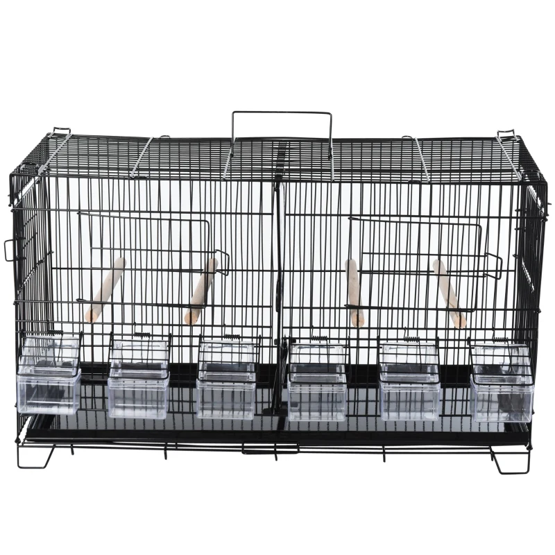 PawHut 23.5" x 11.75" x 13.9" Caged Bird Feeder Home with 4 Easy Access Doors, 6 Food Boxes, & 4 Relaxing Perch Poles