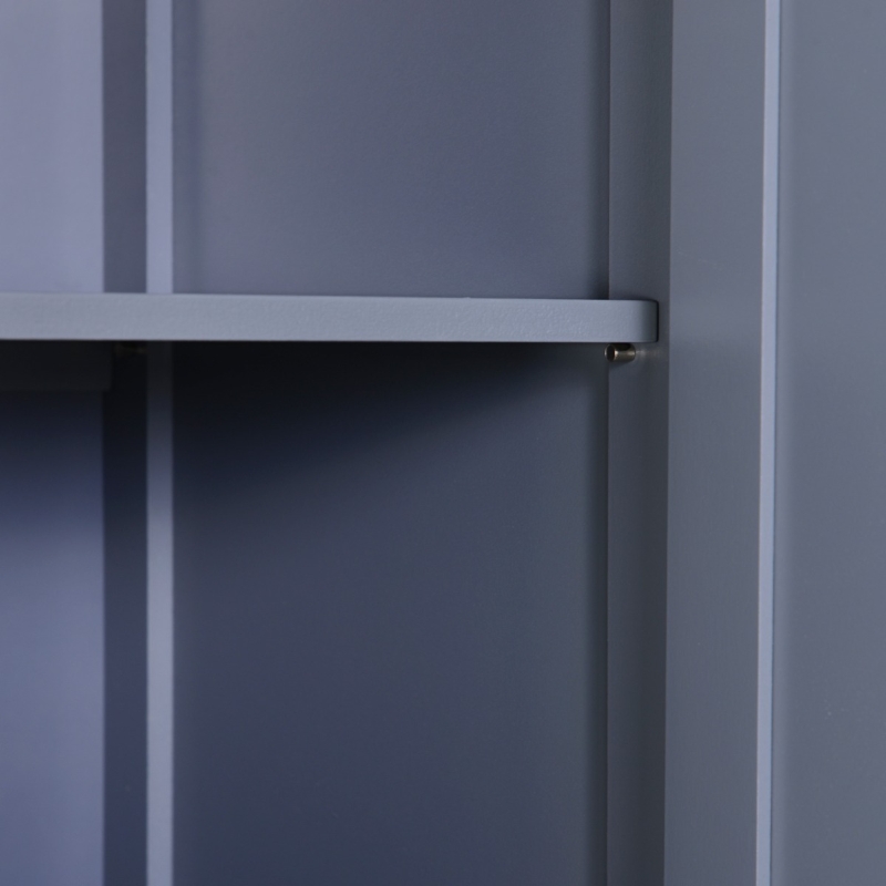 HOMCOM Rolling Kitchen Island on Wheels Ultility Cart with Drop-Leaf and Rubber Wood Countertop, Storage Drawer, Door Cabinet, Grey