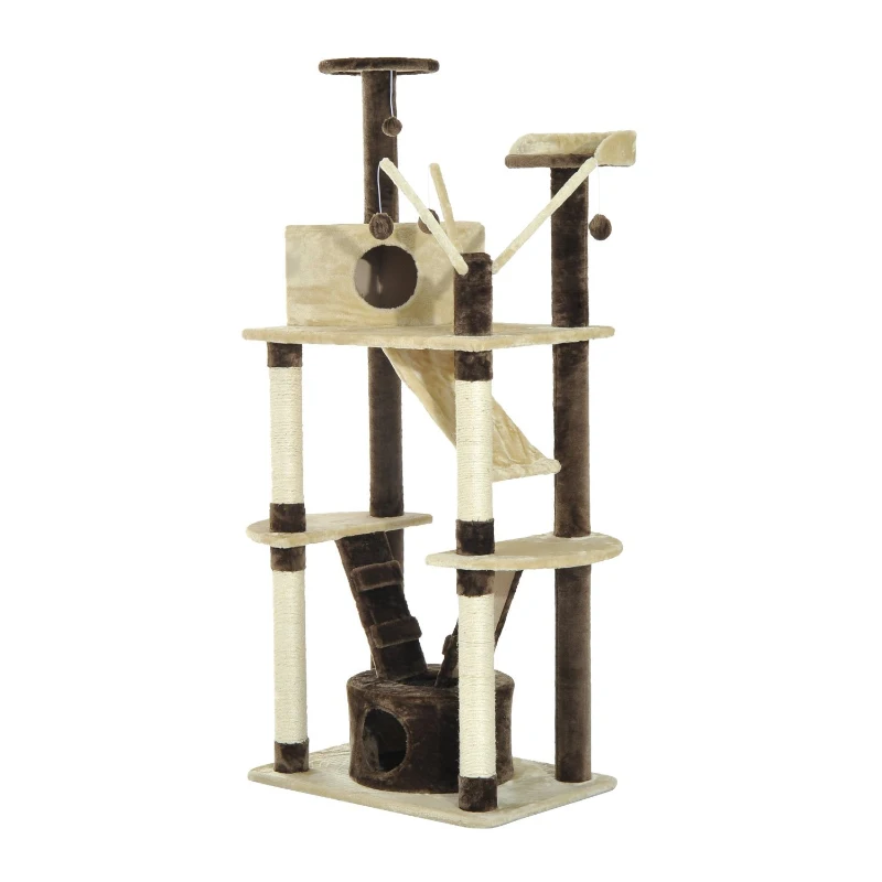 PawHut 71-inch Multilevel Condo Cat Tree Scratching House