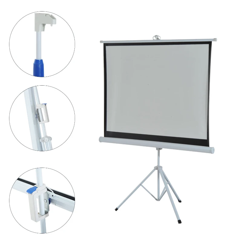 HOMCOM 100" Projection Screen 4:3 Ratio Manual Pull-down Foldable Adjustable