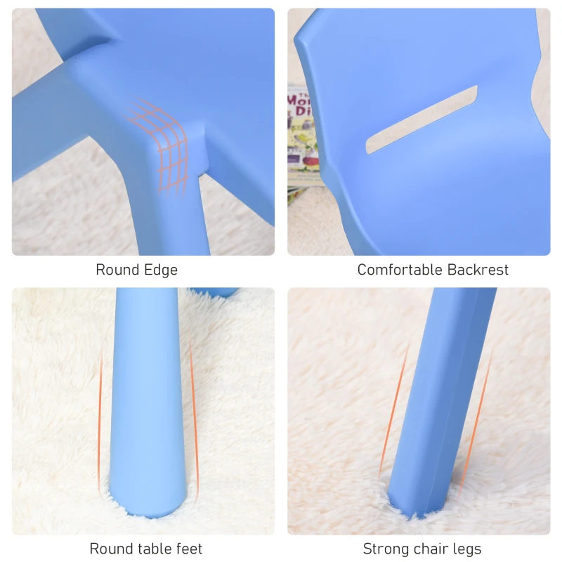 HOMCOM 5 Pieces Kids Table and Chair Set Toddler Plastic Play Activity Set with Stackable Chairs, Multicolor