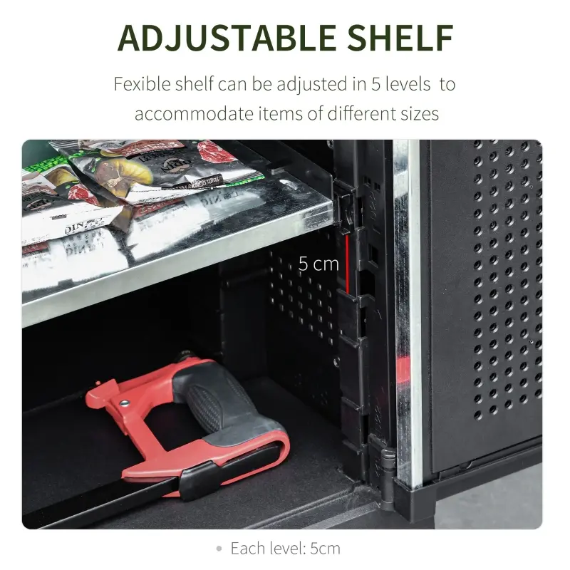 Outsunny Storage Sheds Outdoor Cabinet for Garden Tool with Adjustable Shelves, Ample Drawer with Waterproof PP & Galvanized Steel for Indoor/Outdoor Use