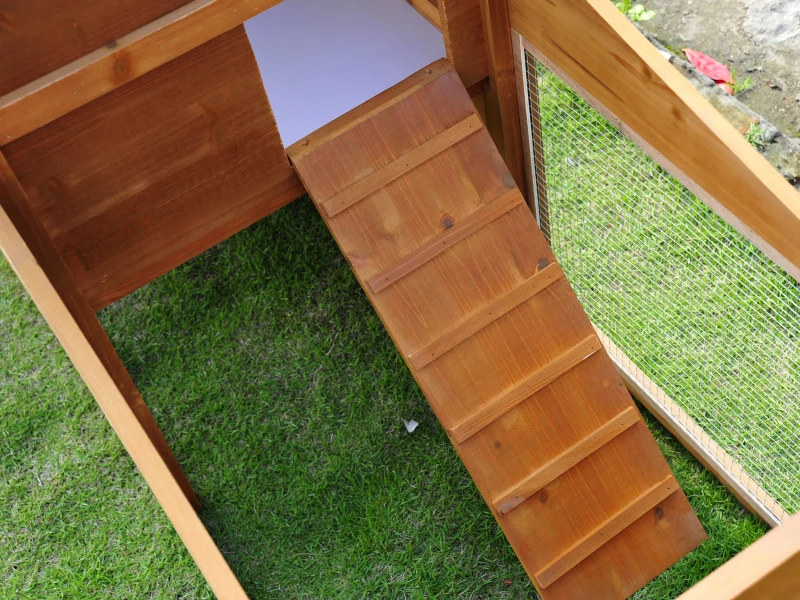 PawHut 85x25x39inch Deluxe Wooden Rabbit Hutch Backyard Bunny Cage Chicken Coop Small Animal Living House with Outdoor Run