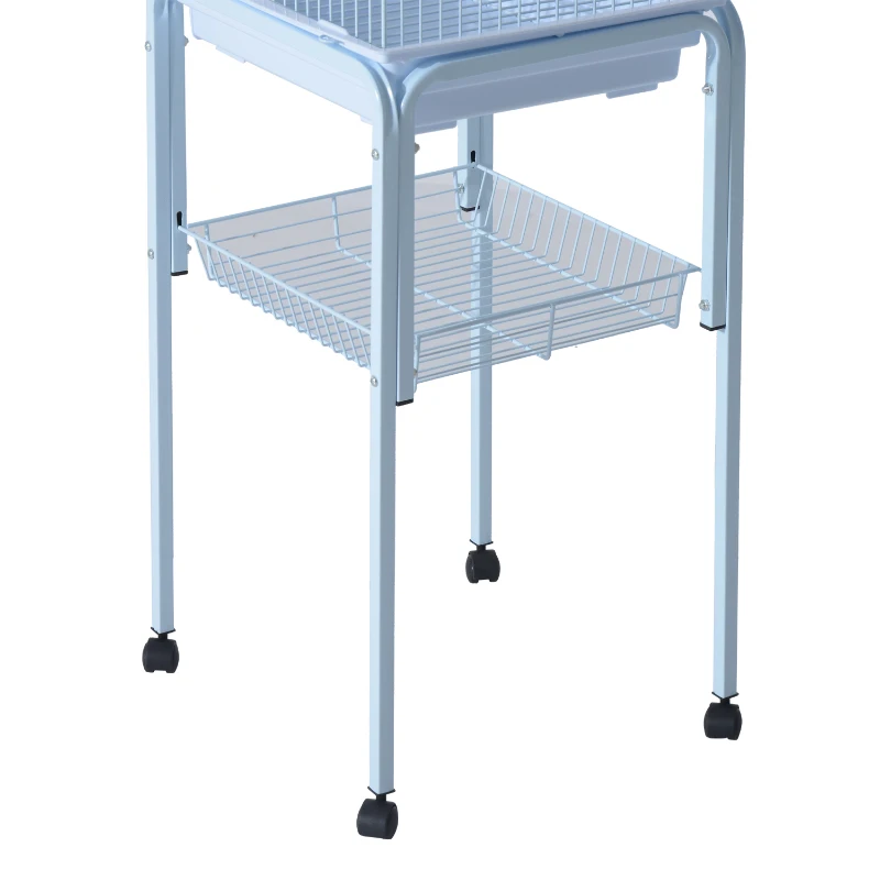 PawHut 44.5"H Metal Bird Cage Parrot Play Spot Stand w/ Wheel Storage Shelf Multi-doors Black