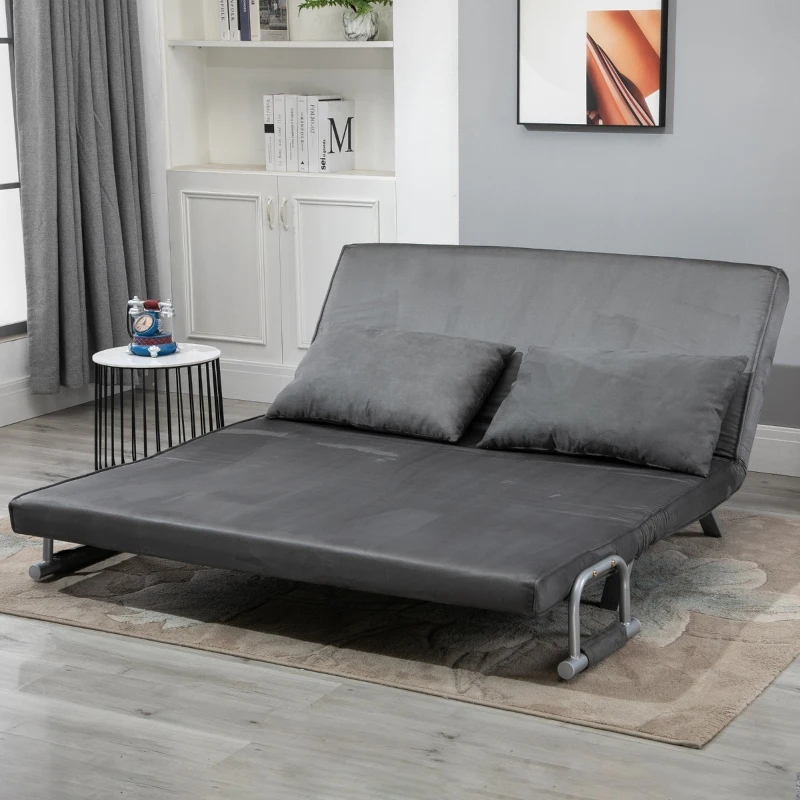 HOMCOM Convertible Double Sleeper Sofa Bed W/ 5 Backrest Position Folding Loveseat