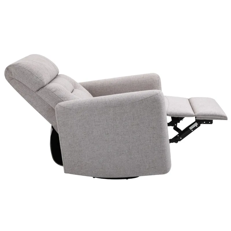 HOMCOM Manual Recliner Swivel Rocker Chair Theater Chair Single Sofa with Linen Fabric for Living Room Bedroom, Beige