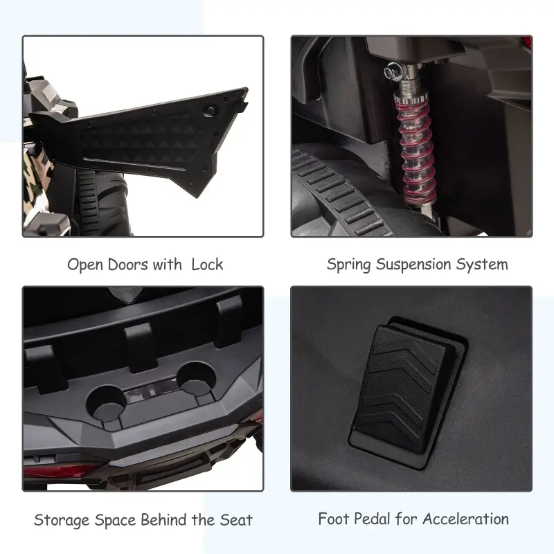 Aosom 12V Kids Ride On Truck, 10Ah Electric Car Off-Road UTV with Bluetooth, Remote Control, Suspensions, USB, MP3, Lights, 3 Speeds & 4 Motors, Green