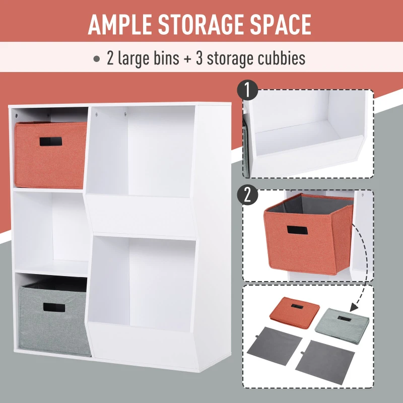 HOMCOM 3 Wooden Shelf Storage Organizer Children and Students