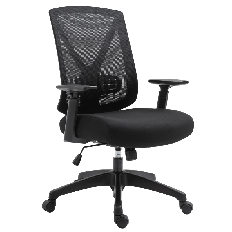 Vinsetto Ergonomic Mesh Office Chair with Lumbar Back Support, Swivel Rocking Computer Chair with Adjustable Height and Armrests for Home Office, Black
