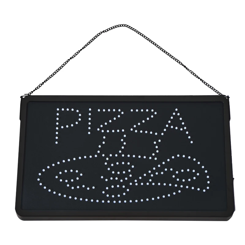 LED "Pizza" Sign - 2 Flash Patterns - Black Board/Colourful Bulbs