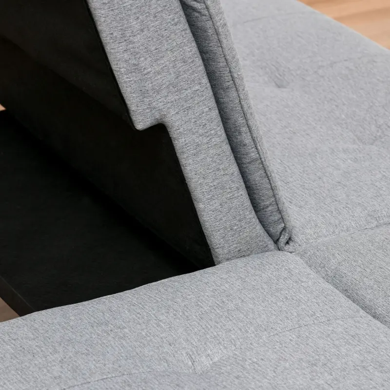 HOMCOM Convertible Lounge Futon Sofa Bed/3 Seater Tufted Fabric Upholstered Sleeper with Adjustable Backrest, Grey