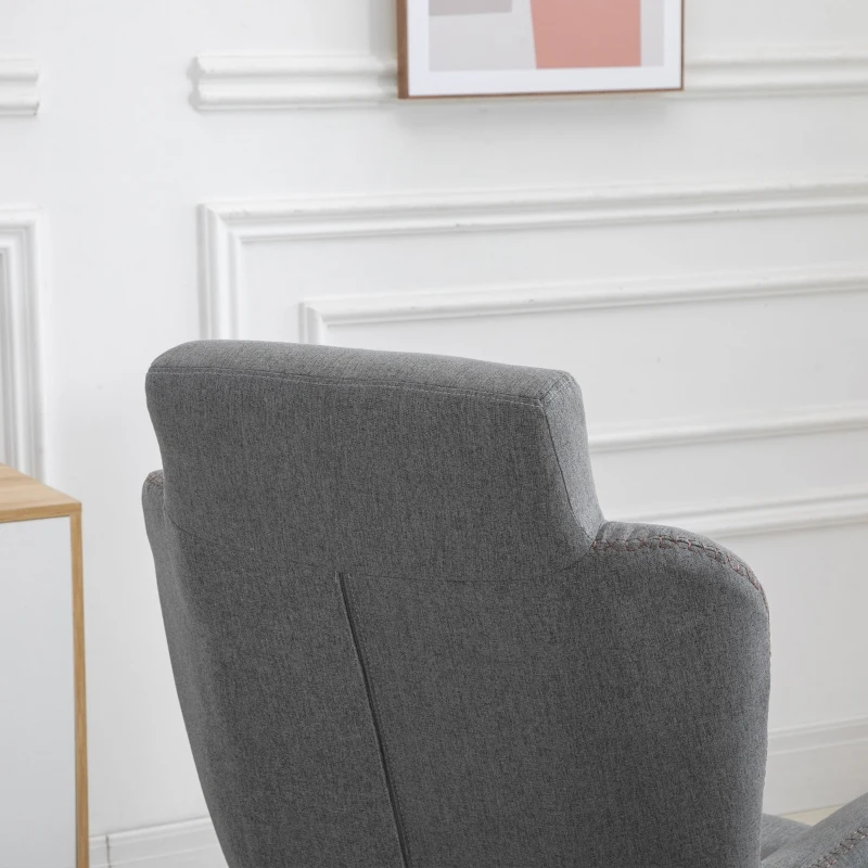 HOMCOM Modern Rocking Chair with Removable Lumbar Pillow Fabric Sofa Armchair with Thick Padding, Metal Frame, Wood Base for Living Room, Light Gray