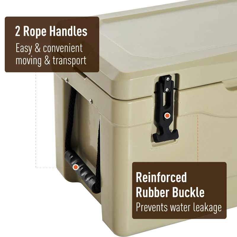 Outsunny 32 Quart Heavy Duty Ice Cooler Outdoor Insulated Rotomolded Cooling Box Portable Hunting Fishing Camping Performance Cooler