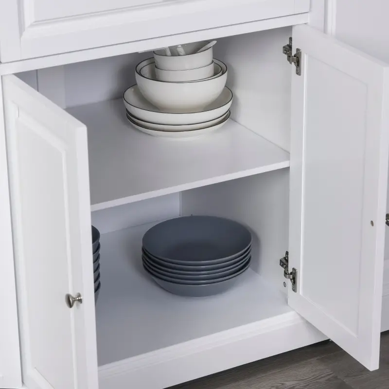 HomCom Rolling Kitchen Island Trolley Storage Cart with Drawers, Door Cabinet, Adjustable Shelves for Dining Room, White