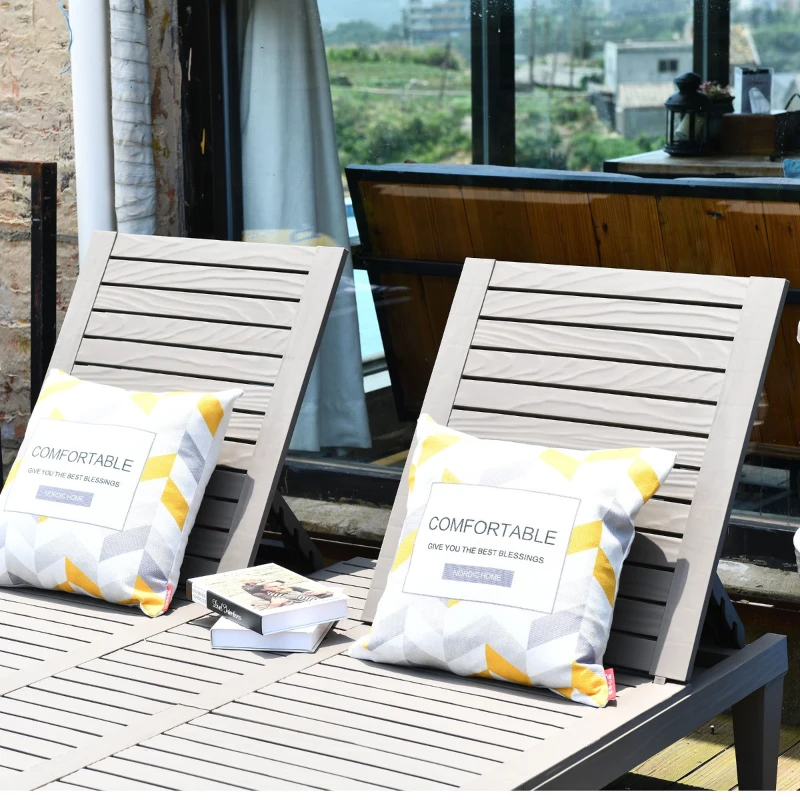 Outsunny 2-Piece Outdoor Patio Chaise Lounge Chair with 5-Level Adjustable Backrest, Zippered Cushions, & Modern Design