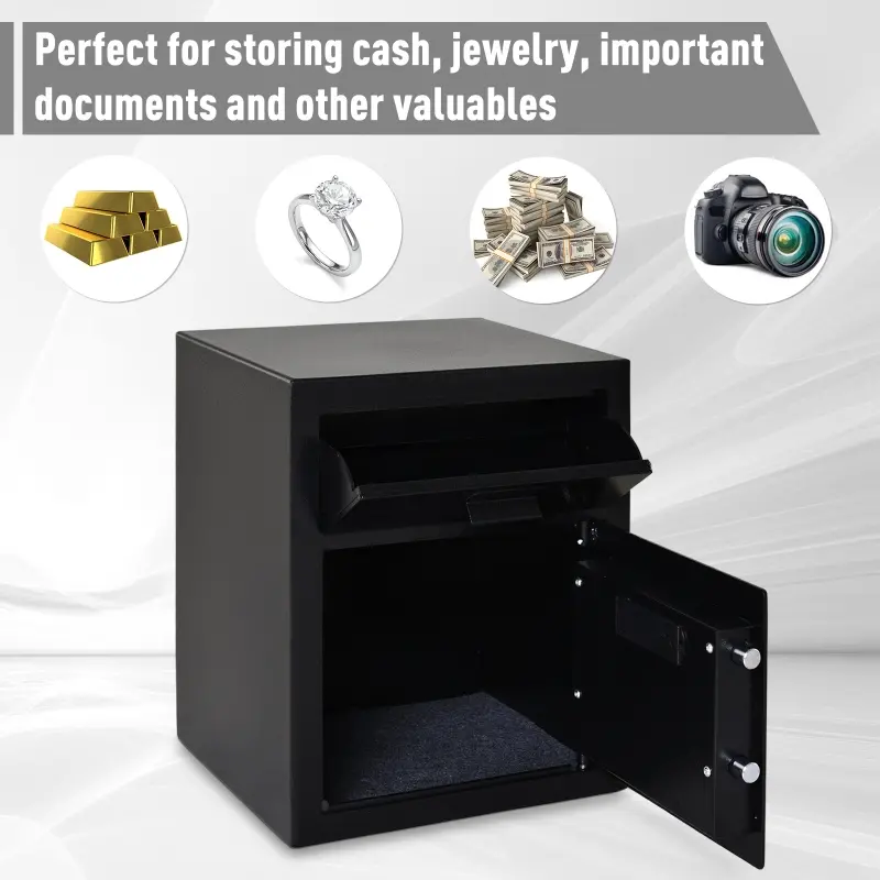 HOMCOM Digital Steel Locking Security Safe Box with Customizable Code Keypad, 2 Backup Emergency Keys, & Practical Design