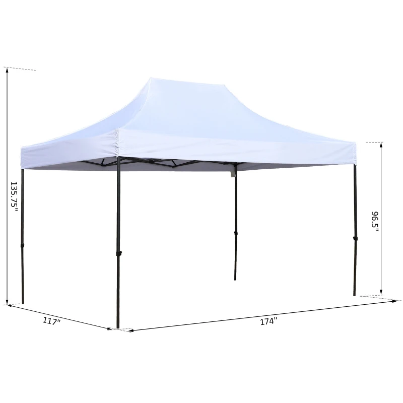 Outsunny 10' x 15' Pop Up Canopy Gazebo with 3-Level Adjustable Height, Wheeled Roller Bag, UV Fighting Roof, White