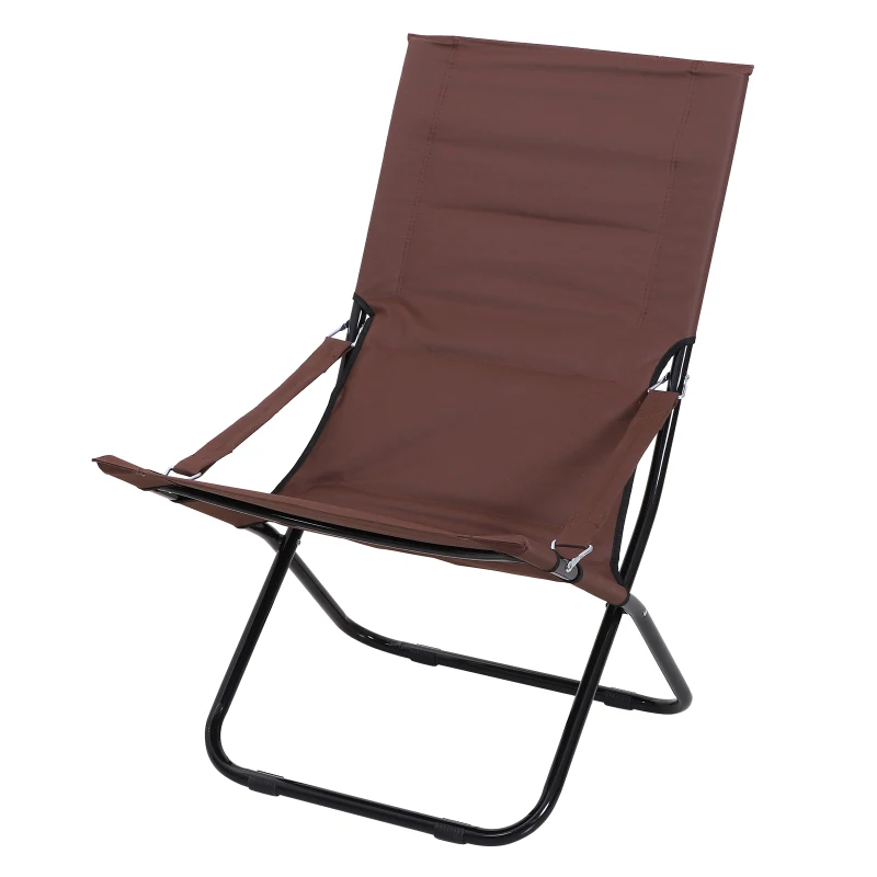 Outsunny Beach Chair Portable Ergonomic w/ Armrest Brown