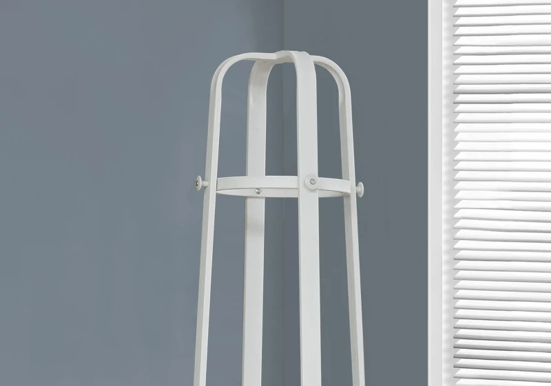 Monarch 72" Industrial Modern 12-Hanging Peg Metal Coat Tree Hanger Rack with Umbrella Holder - White Finish