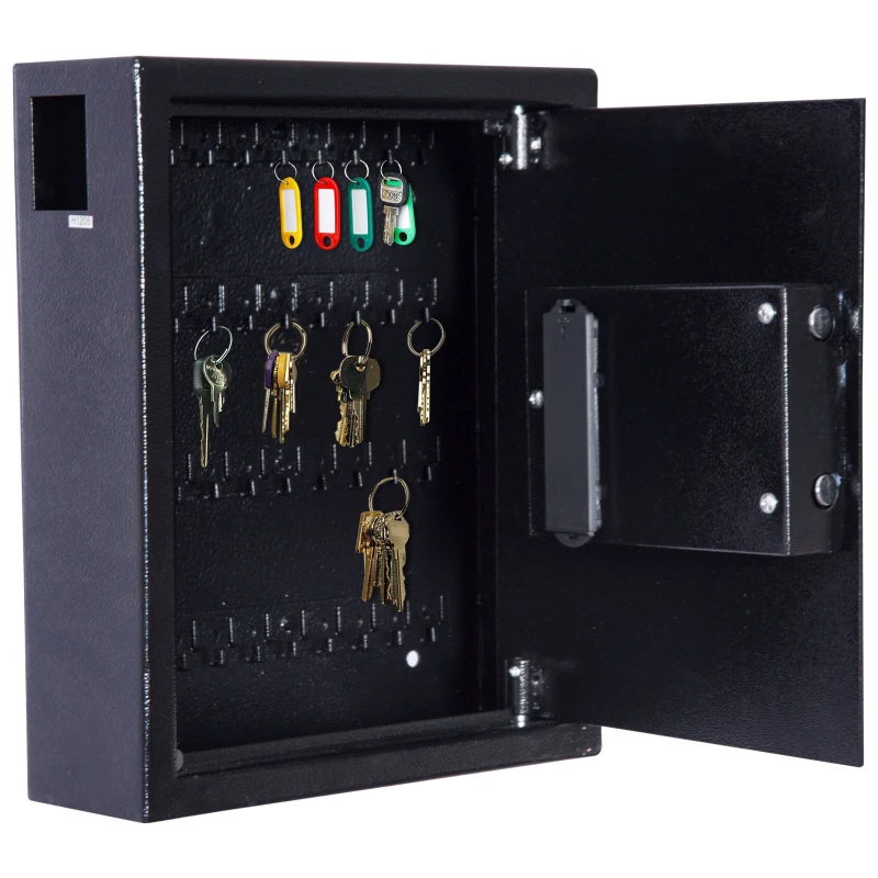 HOMCOM Electronic Steel Key Cabinet for 40 Key Storage Safe Box with Digital Lock Key Tags Included Black