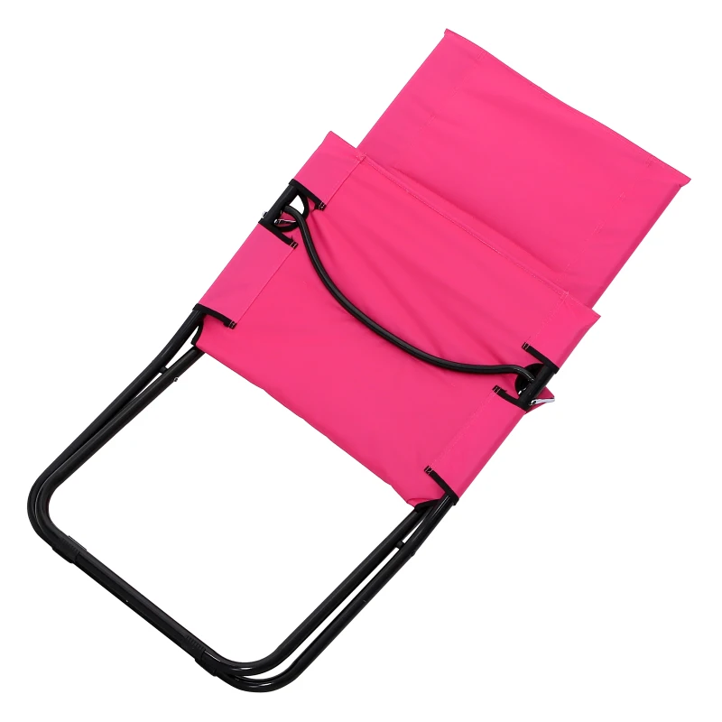 Outsunny Beach Chair Portable Ergonomic w/ Armrest Pink