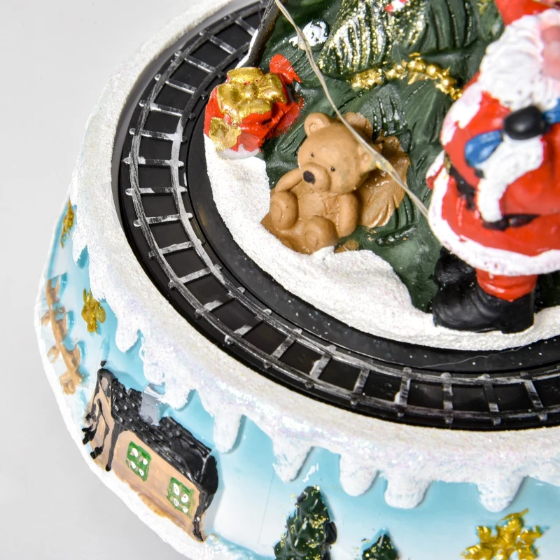 HOMCOM Animated Christmas Tree Scene, Pre-Lit Musical Collectable Decor with Moving Train and Santa, Winter Wonderland Set for Indoor Holiday Display