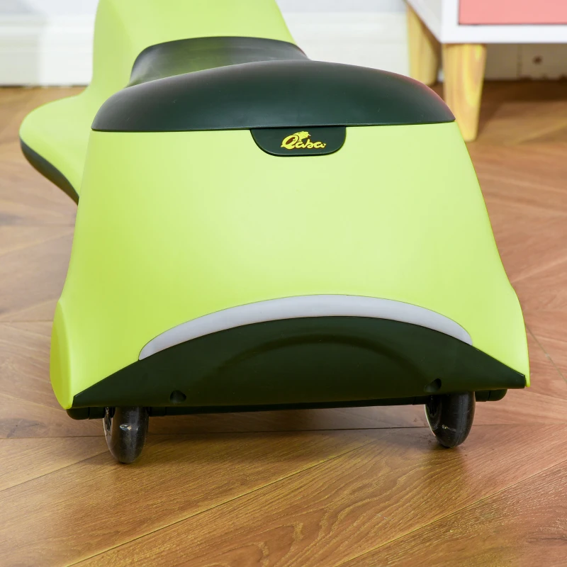 Qaba Kids Wiggle Car Ride on Toy with LED Flashing Wheels, Swing Car for Toddlers, No Batteries, Gears or Pedals - Twist, Turn, Wiggle Movement to Steer, Dolphin Shaped Green