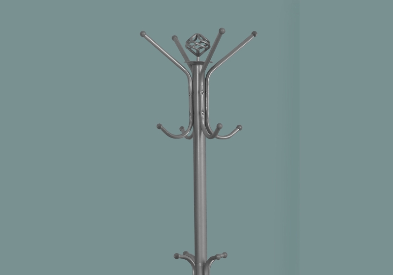 Monarch 70" 12-Hook Metal Coat Tree Hanger Rack - Silver Finish