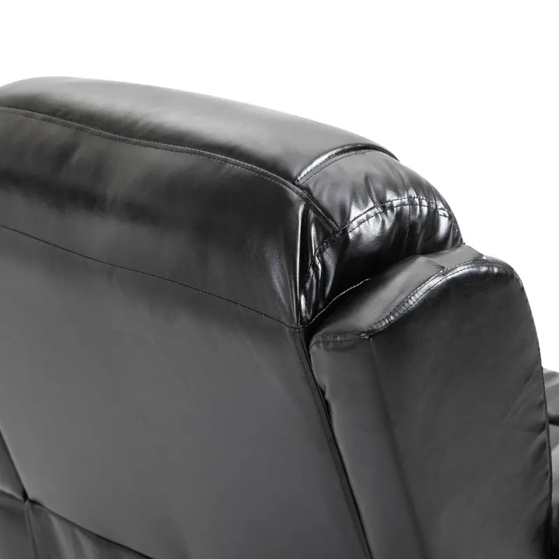 HOMCOM Vibration Massage Recliner Chair for Living Room with Heat,   Single Sofa, PU Leather Power Reclining Chair, Home Theater Seating with Footrest, Black