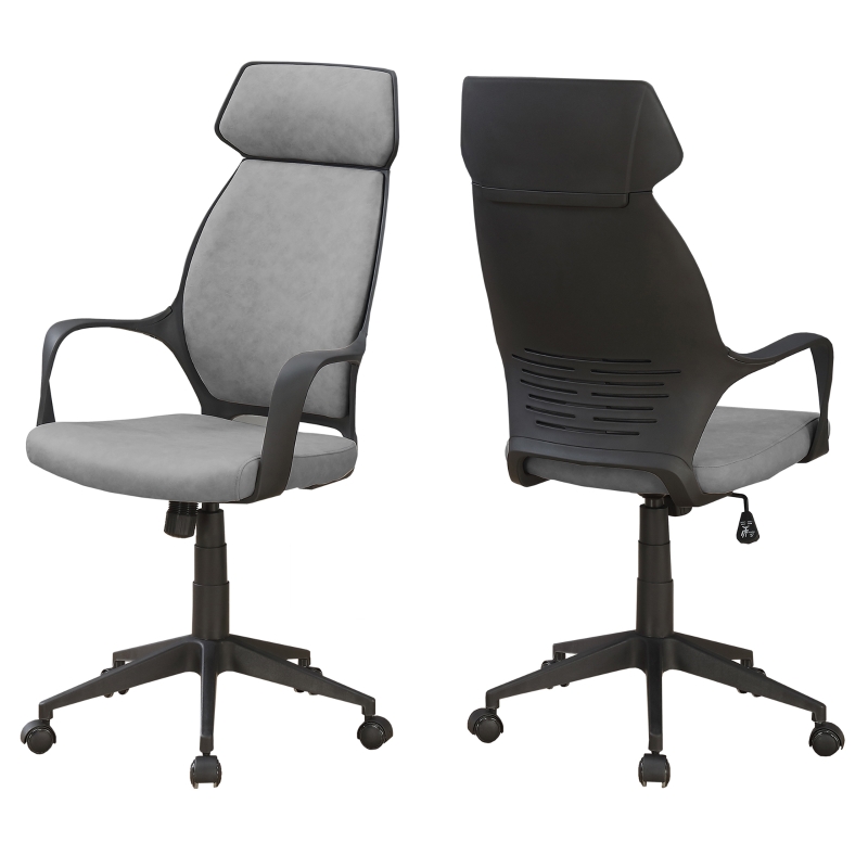 Monarch Ergonomic Adjustable Microfiber High Back Executive Office Chair - Grey / Black