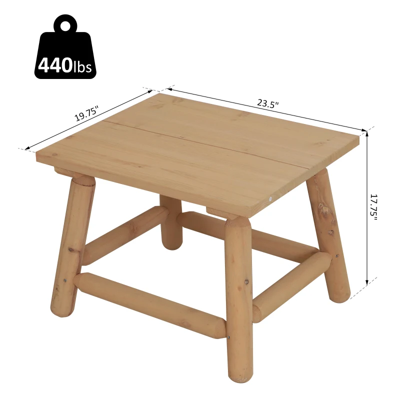 Outsunny Rectangle Rustic Log Coffee Table Natural Wood End Side Table Home Garden Furniture All Weather
